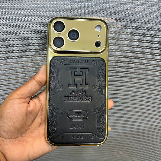 Premium Embossed Leather Logo iPhone 17 Pro Case