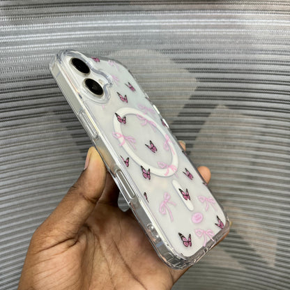 Bow Print MagSafe Wallet iPhone 16 Case