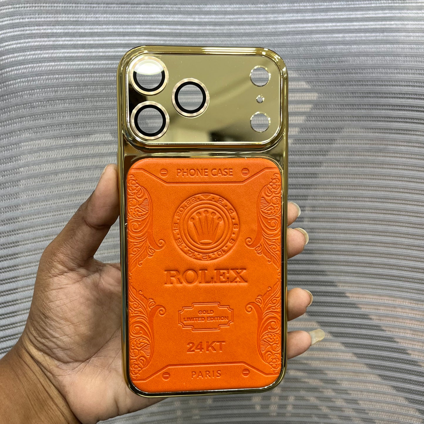 Premium Embossed Leather Logo iPhone 17 Pro Case