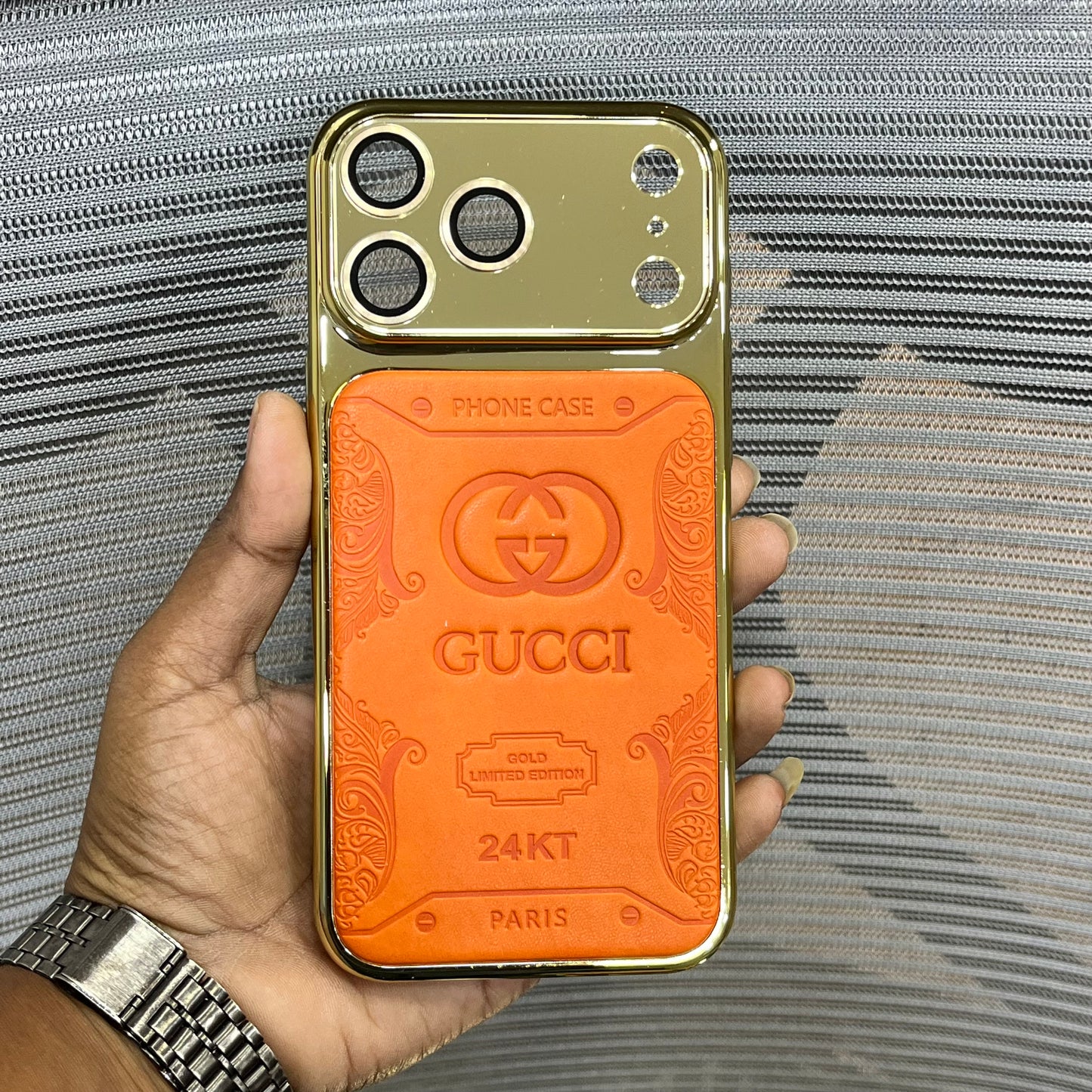 Premium Embossed Leather Logo iPhone 17 Pro Max  Case