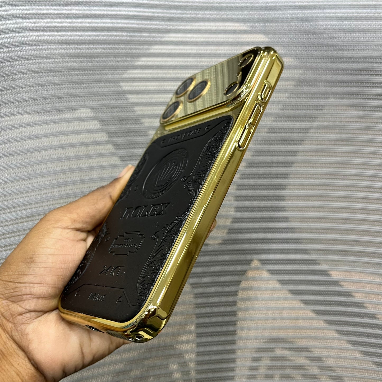 Premium Embossed Leather Logo iPhone 17 Pro Case