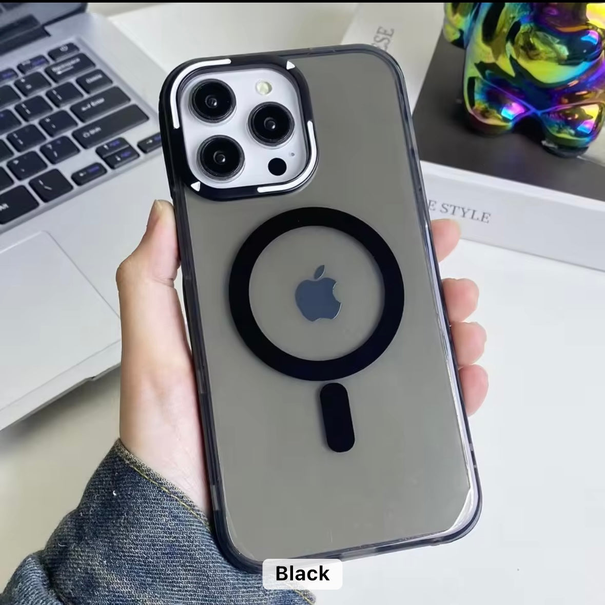 Tinted Glossy Magsafe Color Border Hard Case for iPhone