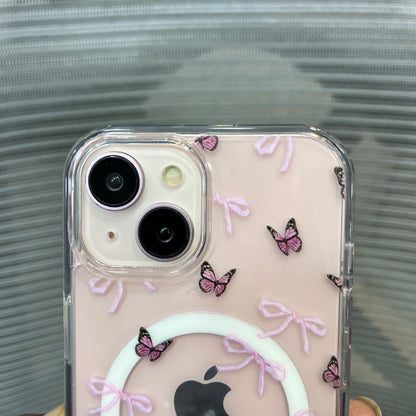 Bow Print MagSafe Wallet iPhone 15 Case