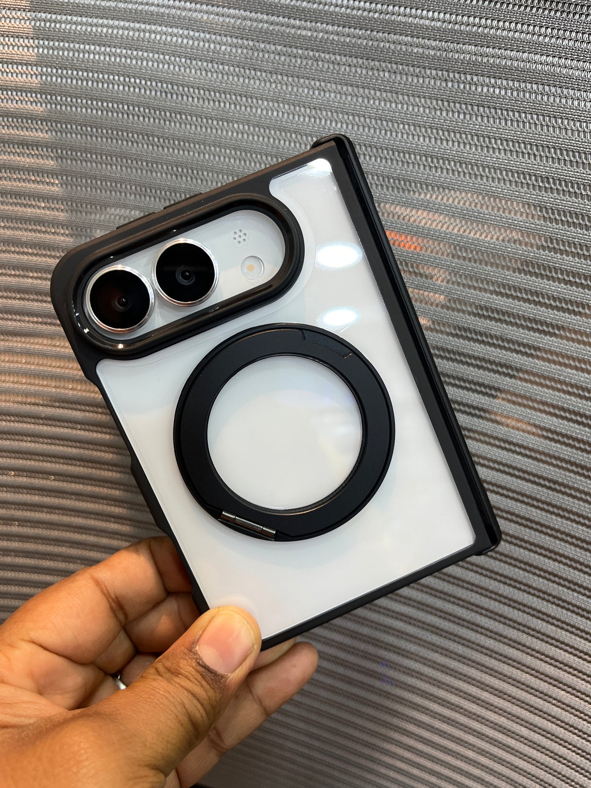 Transparent Side-Border MagSafe Stand Case for iPhone Duo