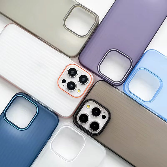 Slim Fit Hard iPhone Case with Embossed Stripes