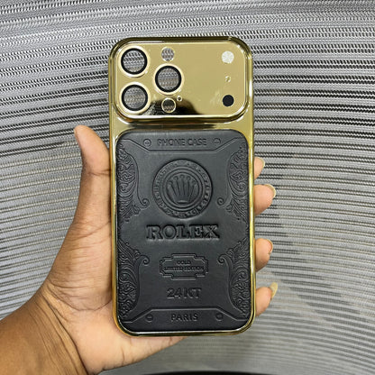 Premium Embossed Leather Logo iPhone 16 Pro Max Case