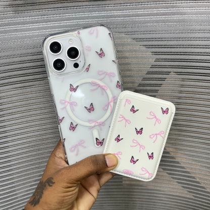 Bow Print MagSafe Wallet iPhone 16 Pro Case