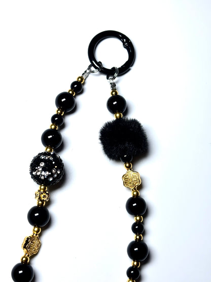 Black Bling Phone Charm Strap
