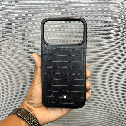 Embossed Leather Logo iPhone 17 Pro Max Case