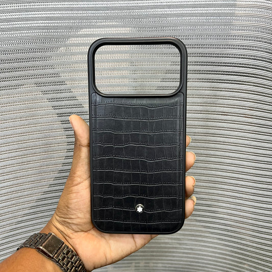 Embossed Leather Logo iPhone 17 Pro Max Case