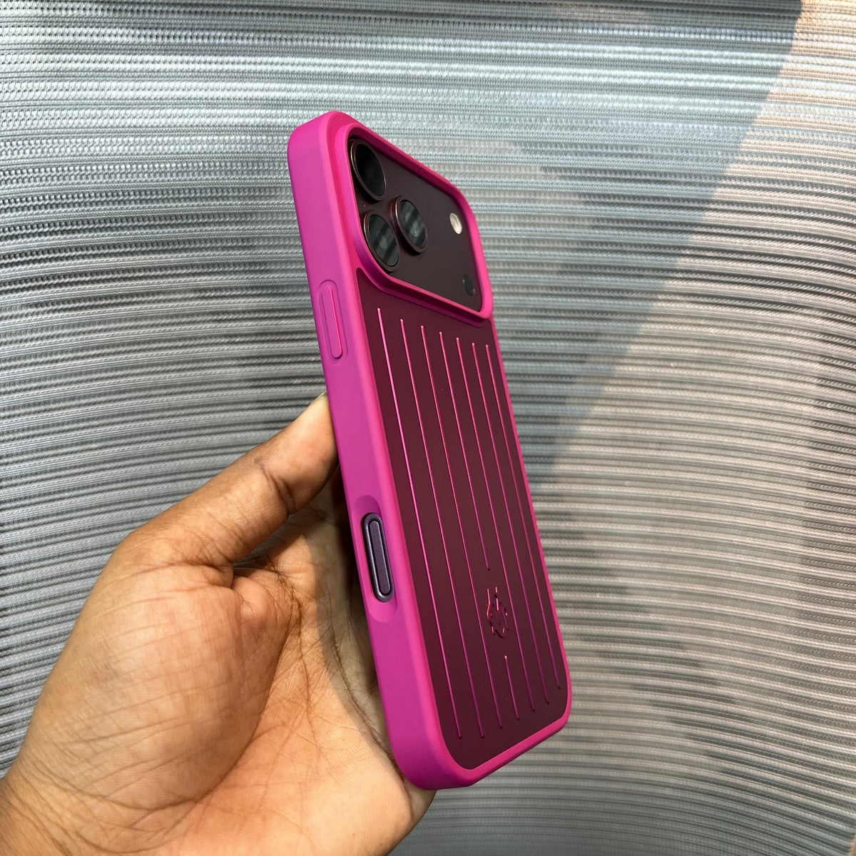 Premium Stripe Metal Finish Silicone iPhone Case