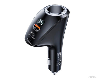 Fast Car Charger with Digital Display – 3 Output Ports