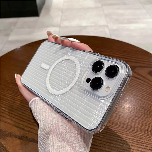 Striped Slim-Fit Transparent Magsafe Case for iPhone