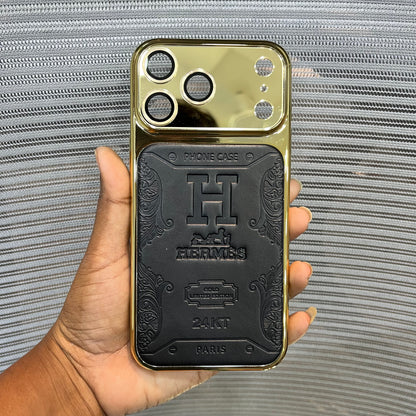 Premium Embossed Leather Logo iPhone 17 Pro Case