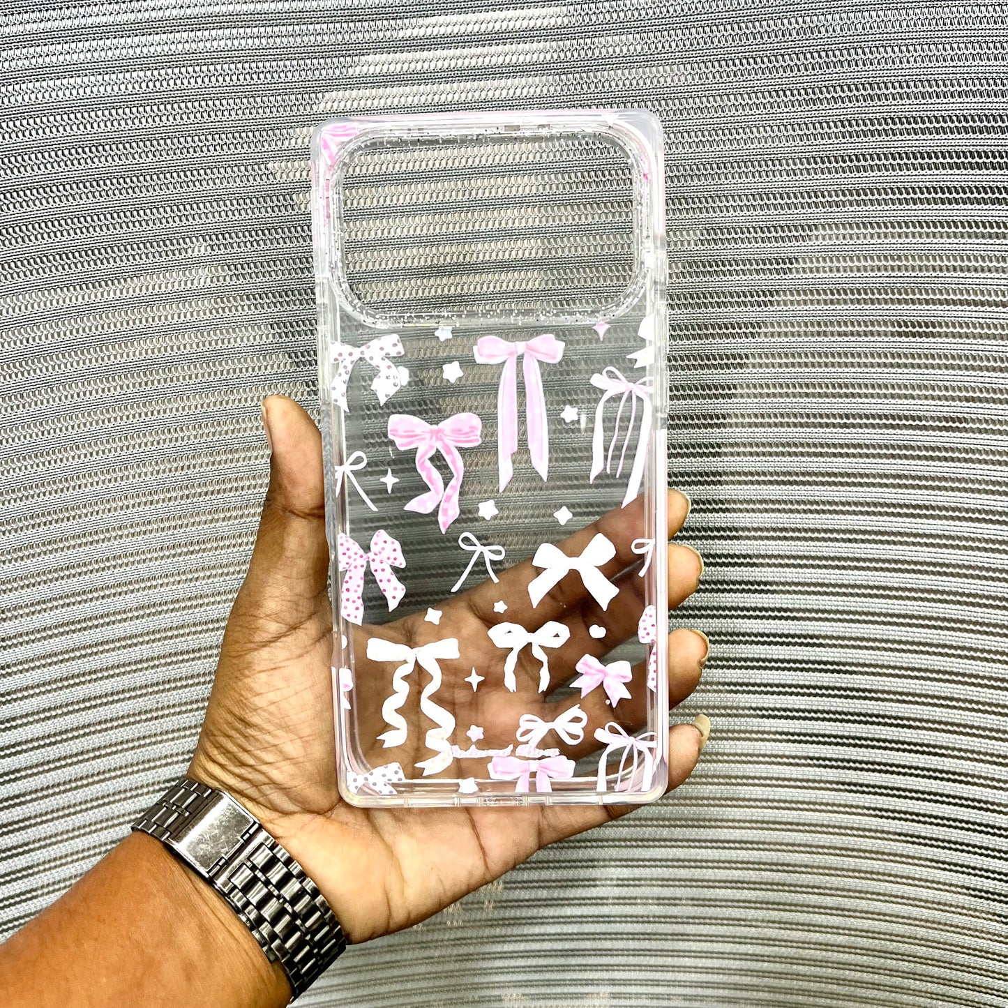 Glitter Bow Printed iPhone 17 Pro Max Case