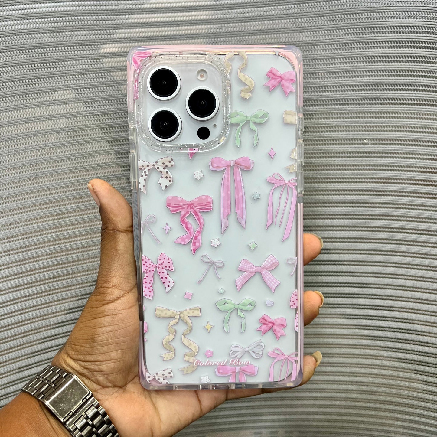 Glitter Bow Printed iPhone 16 Pro Max Case