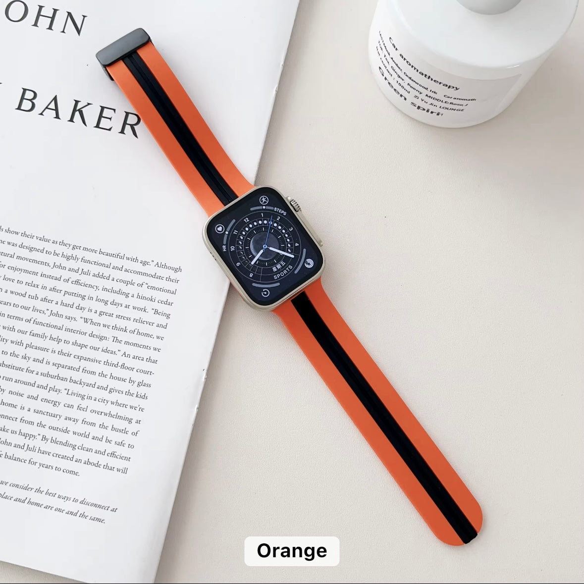 Striped Silicone Magnetic Apple Watch Strap