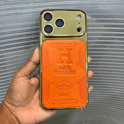 Premium Embossed Leather Logo iPhone 17 Pro Case