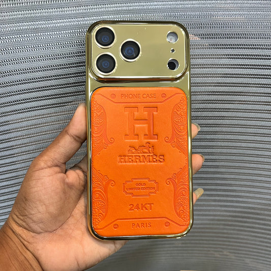 Premium Embossed Leather Logo iPhone 17 Pro Case