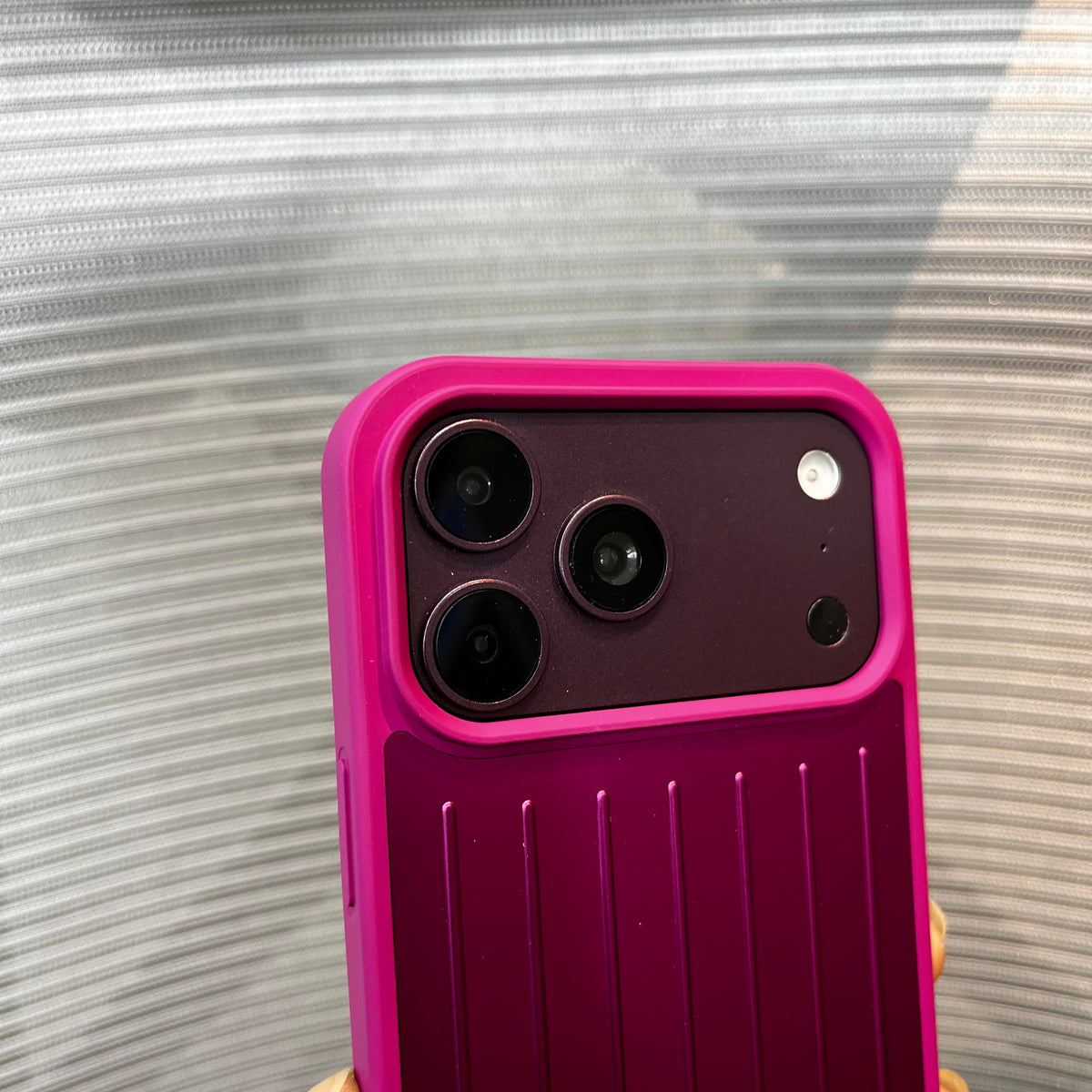 Premium Stripe Metal Finish Silicone iPhone Case