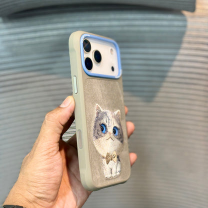 StitchPals Cat Embroidered iPhone 17 Pro Max Case