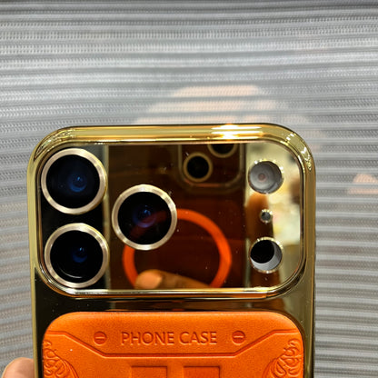 Premium Embossed Leather Logo iPhone 17 Pro Case