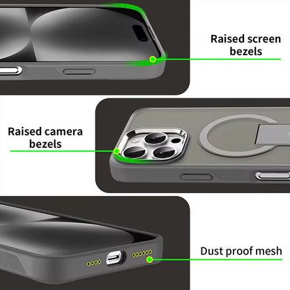 Protective Matte Tinted Magsafe Color Border Case with Stand for iPhone