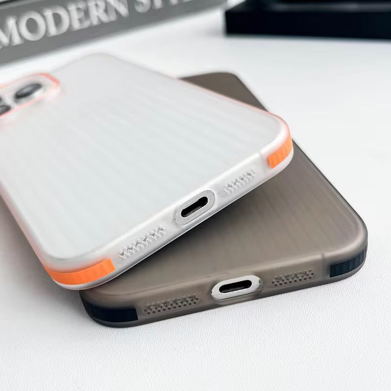 Slim Fit Hard iPhone Case with Embossed Stripes