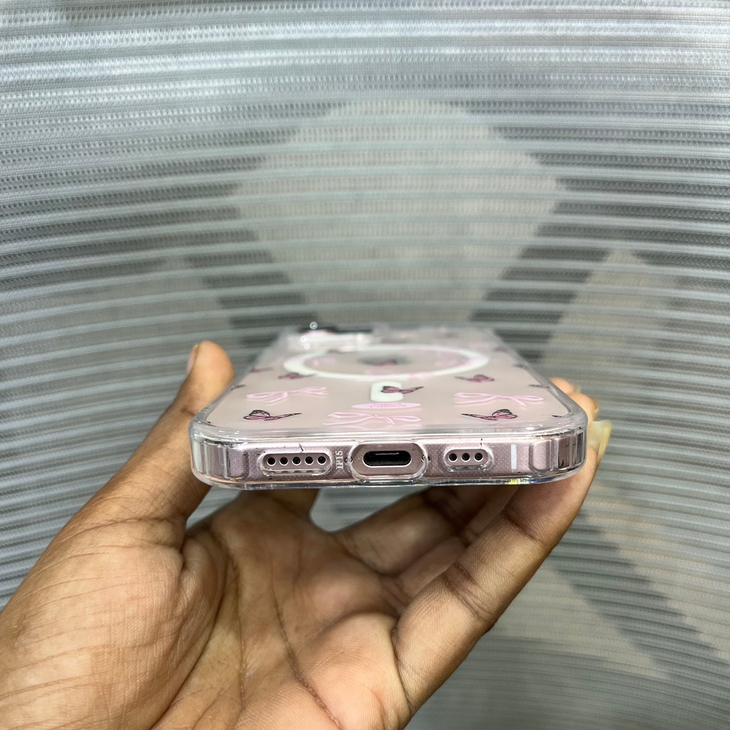 Bow Print MagSafe Wallet iPhone 15 Case