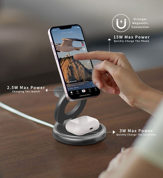 3 in 1 Elliot Foldable Wireless Charging Stand