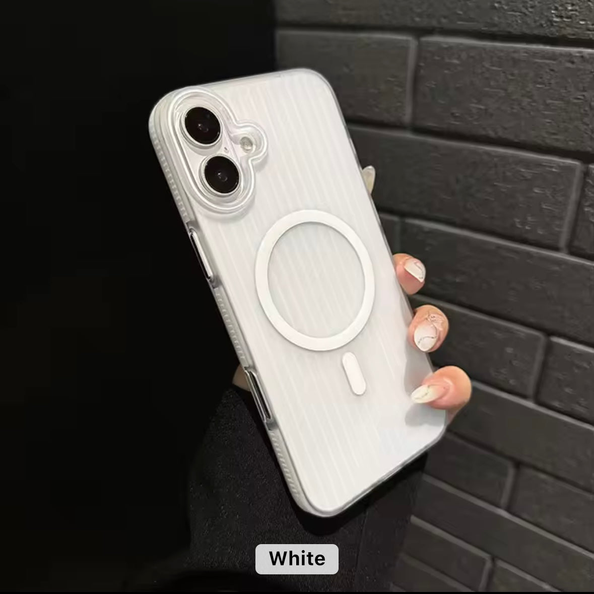 Slim Fit Hard MagSafe iPhone Case with Embossed Stripes