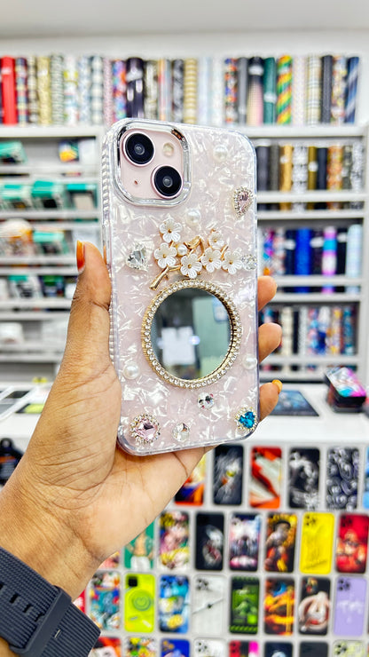 Fancy Bling Mirror Case with Marble Texture for iPhone