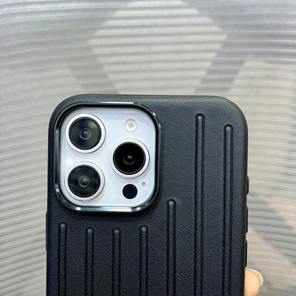 Premium Stripe Leather Logo iPhone 16 Series Case
