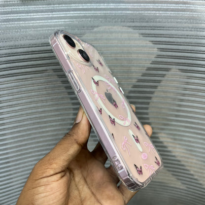Bow Print MagSafe Wallet iPhone 15 Case