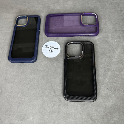 Transparent Side Border Carbon Finish Protective Case for iPhone