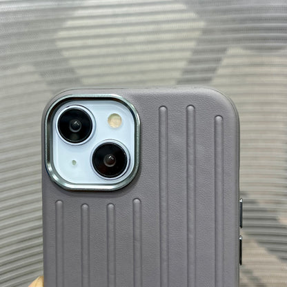 Premium Stripe Leather Logo iPhone 15 Series Case