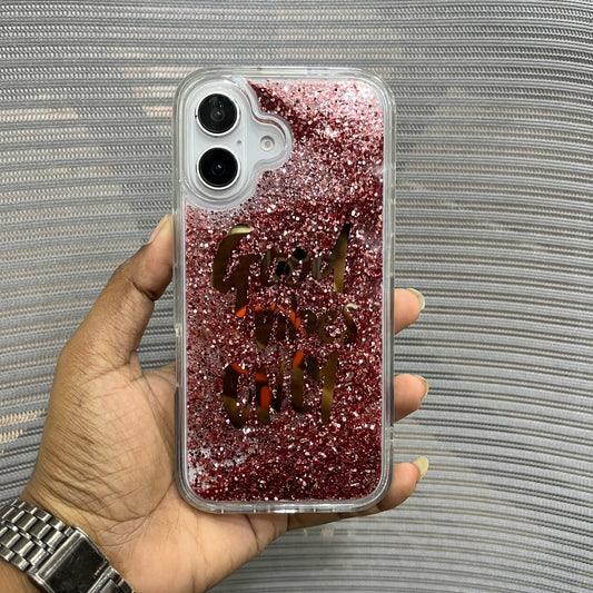 Good Vibes Only Liquid Glitter iPhone 17 Case