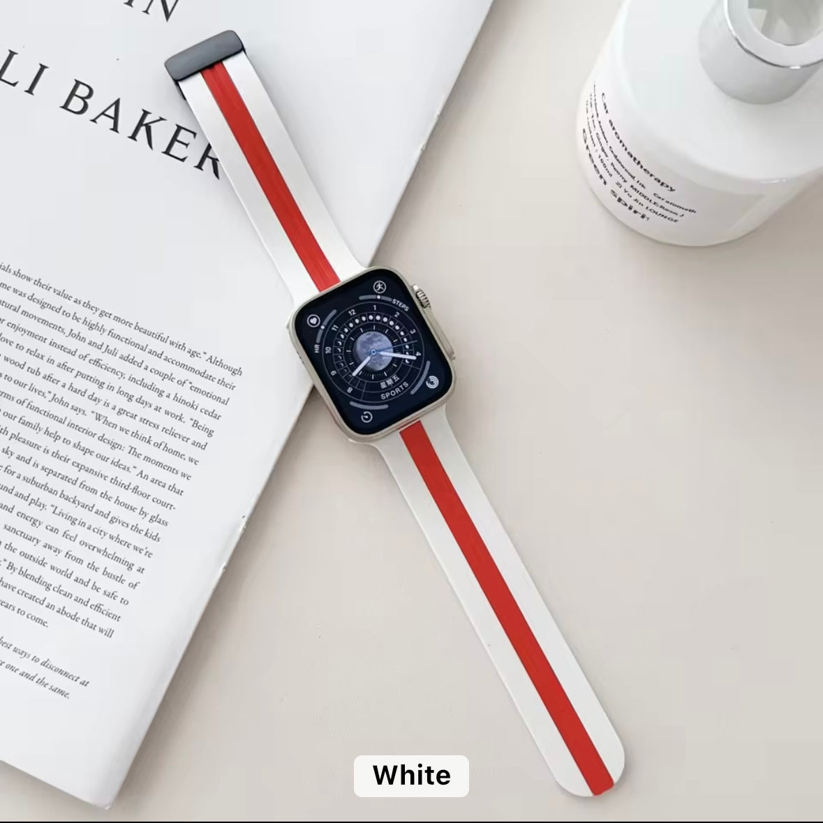 Striped Silicone Magnetic Apple Watch Strap