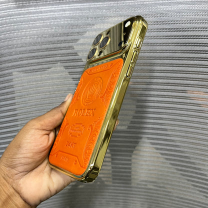 Premium Embossed Leather Logo iPhone 16 Pro Max Case