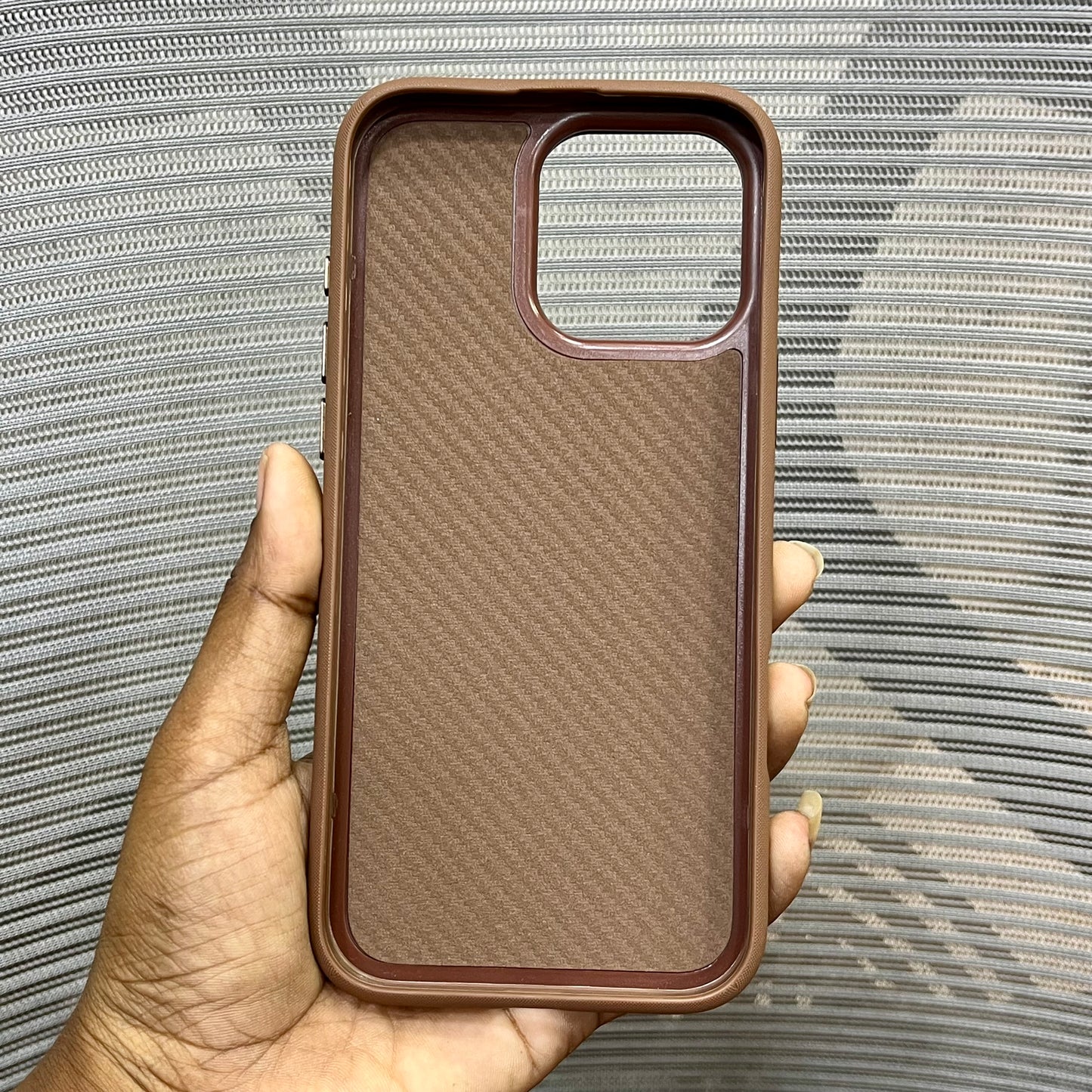 Premium Stripe Leather Logo iPhone 16 Series Case