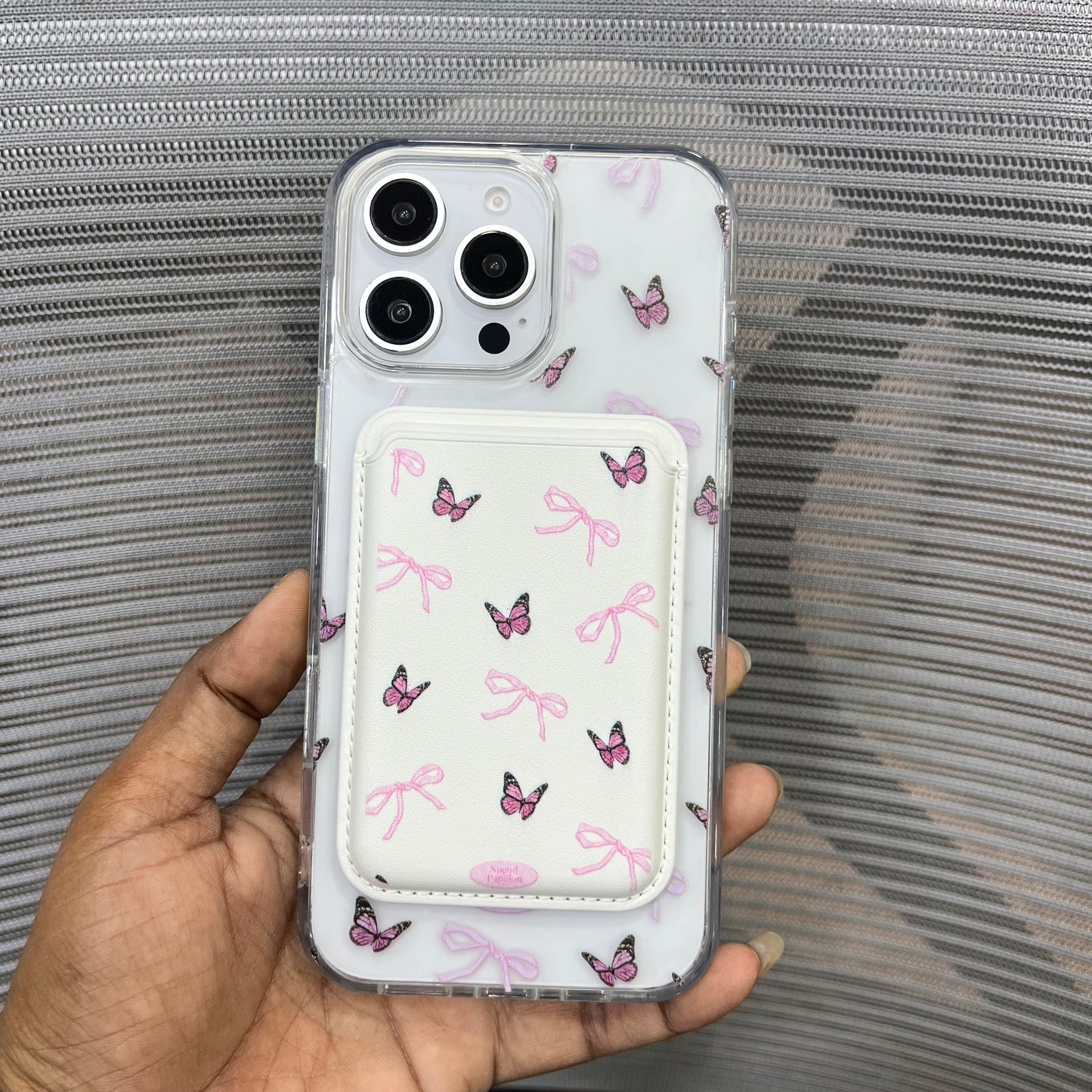 Bow Print MagSafe Wallet iPhone 16 Pro Case