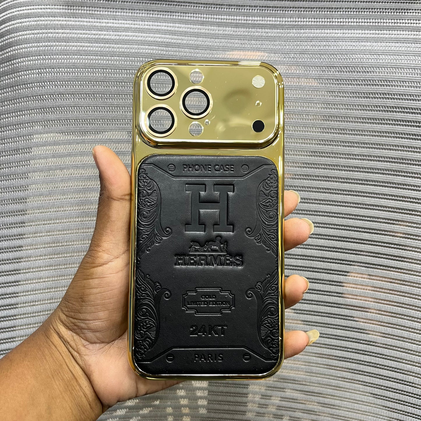 Premium Embossed Leather Logo iPhone 16 Pro Case