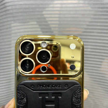 Premium Embossed Leather Logo iPhone 16 Pro Case