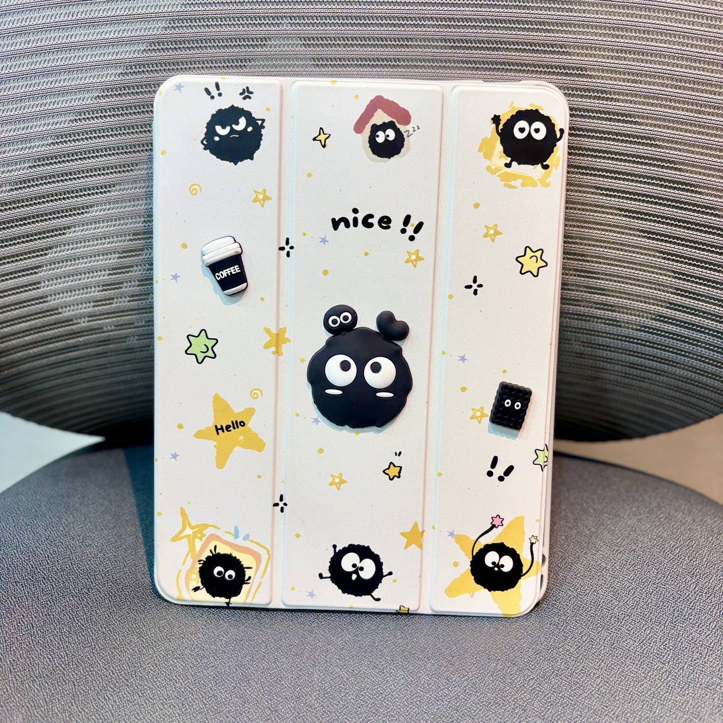 Black - 3D Cartoon Printed iPad Case