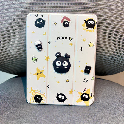 Black - 3D Cartoon Printed iPad Case