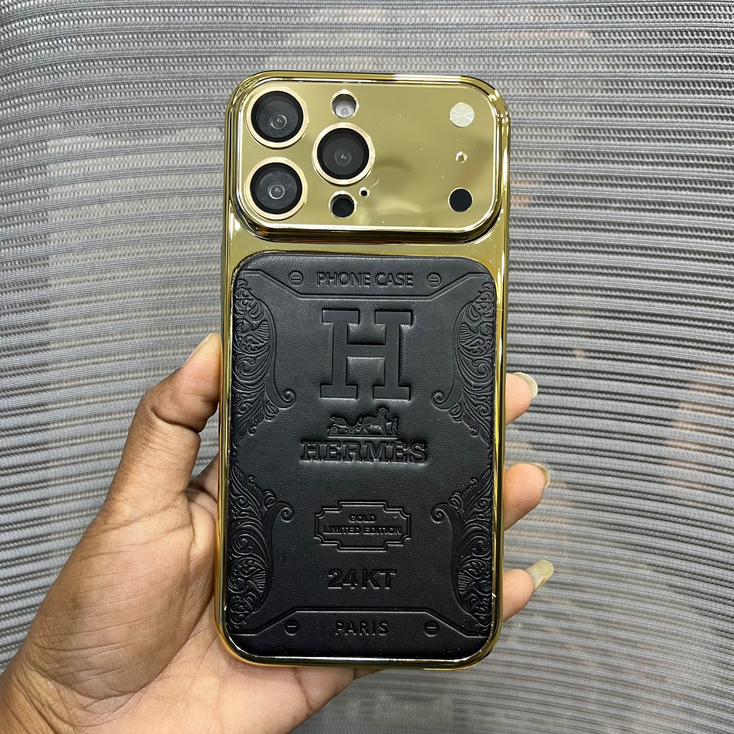 Premium Embossed Leather Logo iPhone 16 Pro Case