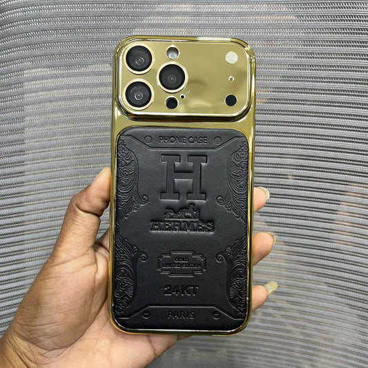 Premium Embossed Leather Logo iPhone 16 Pro Case