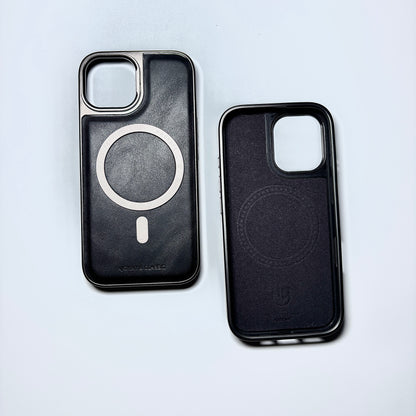 Leather & Metal MagSafe iPhone Case