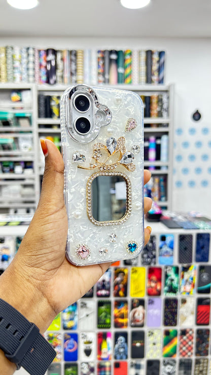 Fancy Bling Mirror Case with Marble Texture for iPhone