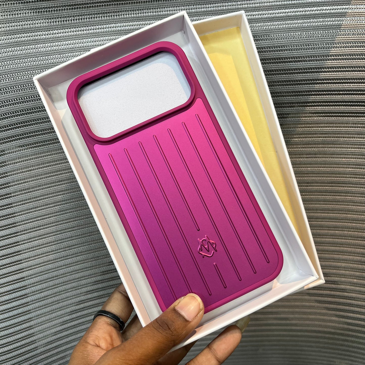 Premium Stripe Metal Finish Silicone iPhone Case